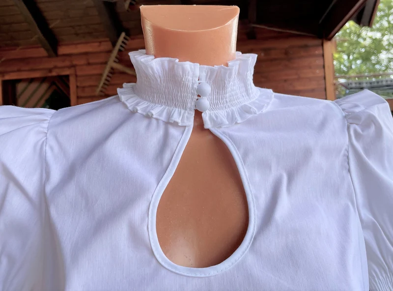 Dirndlbluse Sportalm, Doreen, weiß, kurzarm, hochgeschlossen, Gr. 32