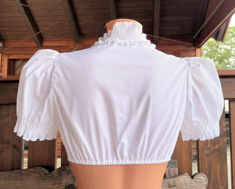 Dirndlbluse Sportalm, Doreen, weiß, kurzarm, hochgeschlossen, Gr. 32