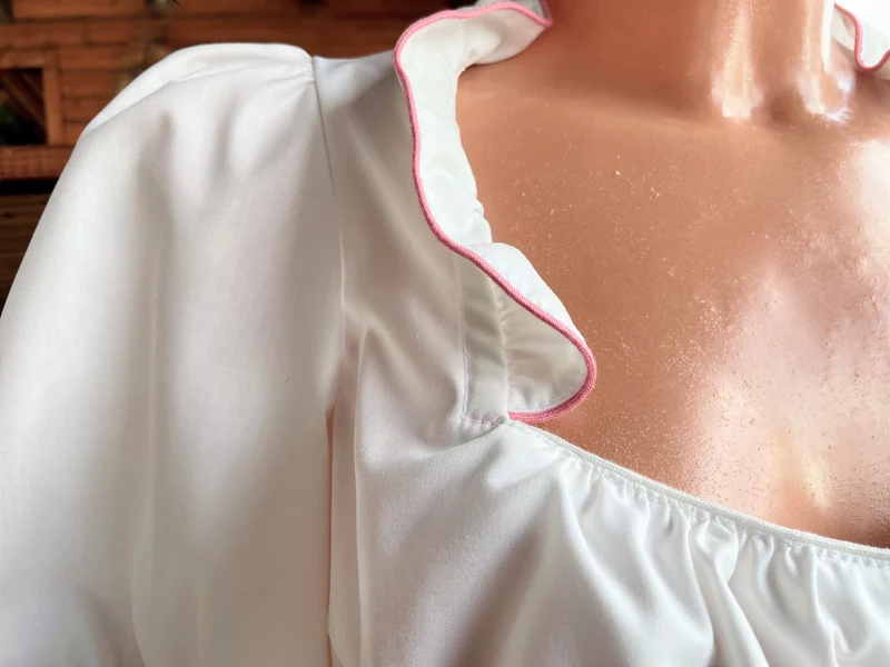 Dirndlbluse Sportalm, Gertrude rosa, ecru, halbarm, Knöpfe