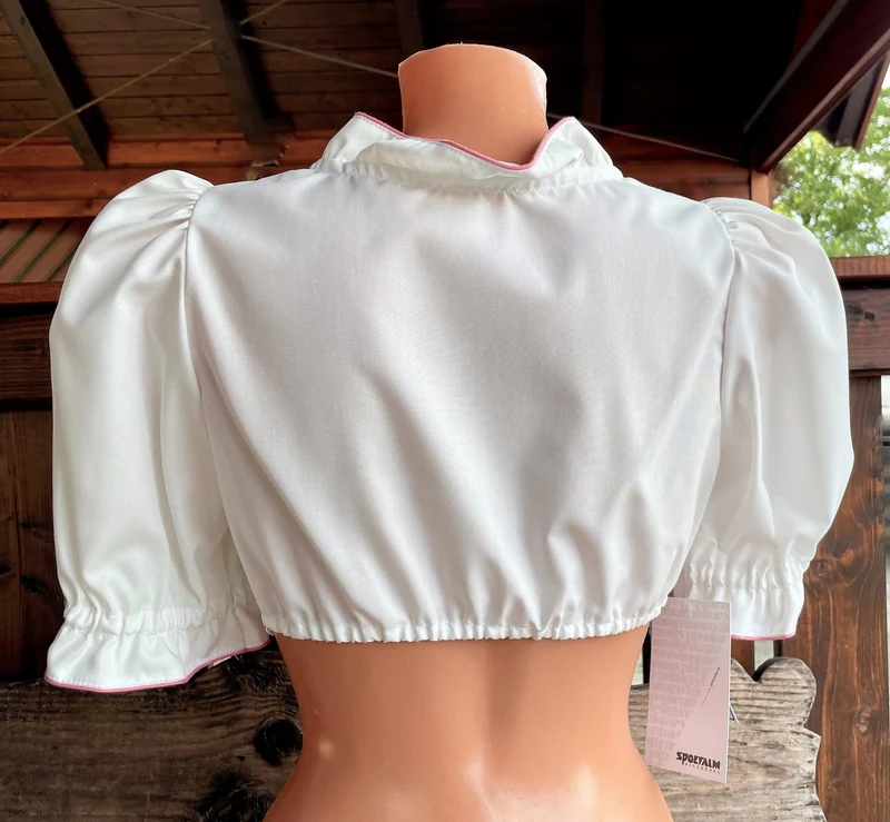 Dirndlbluse Sportalm, Gertrude rosa, ecru, halbarm, Knöpfe