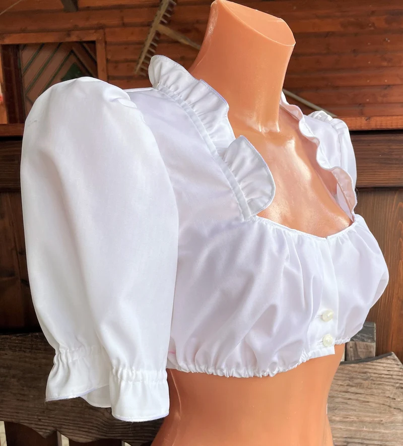 Dirndlbluse Sportalm, Gerti, weiß, halbarm, Knöpfe, Gr. 36