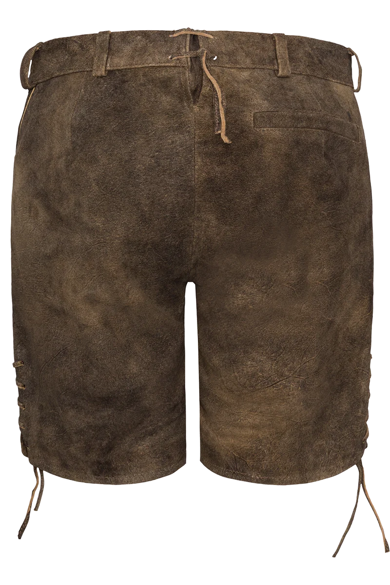 Damen Lederhose kurz mit dezenter Stickerei