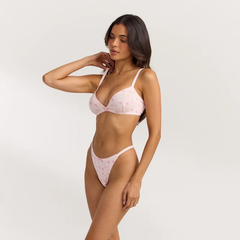 FYB Pointelle Triangle-Bralette (Set) - Rosa-Druck