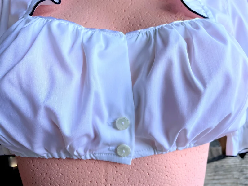 Dirndlbluse Sportalm, Gerti blau, weiß, halbarm, Knöpfe