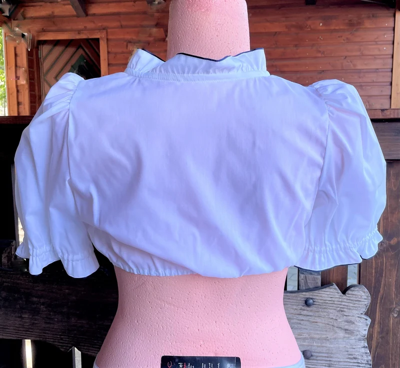 Dirndlbluse Sportalm, Gerti blau, weiß, halbarm, Knöpfe