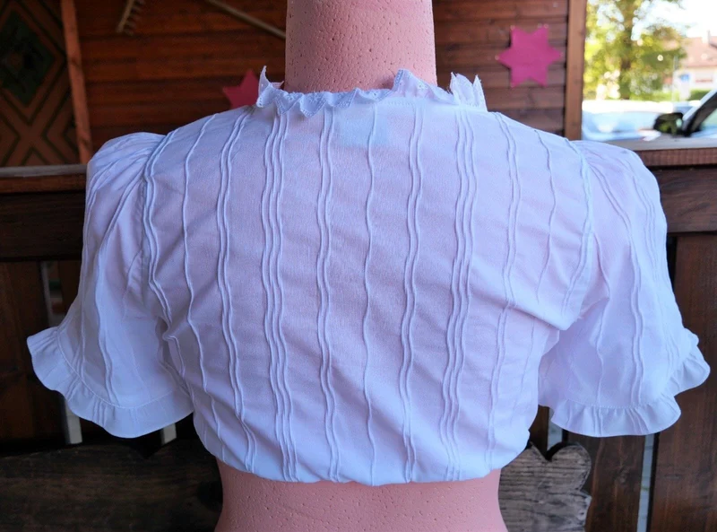 Dirndlbluse, Hess, weiß, halbarm, Stretch, Gr. 38/40, gestreift