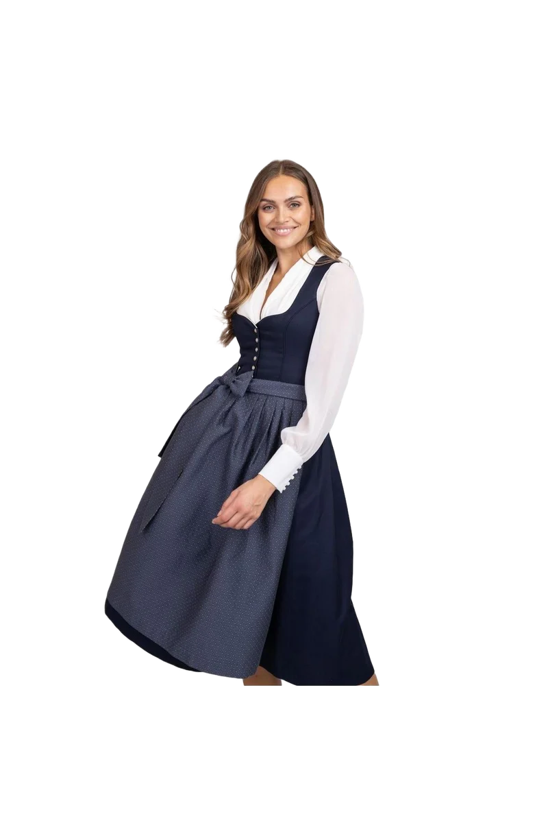 Heimatglück Dirndl Rosalinde Dunkelblau