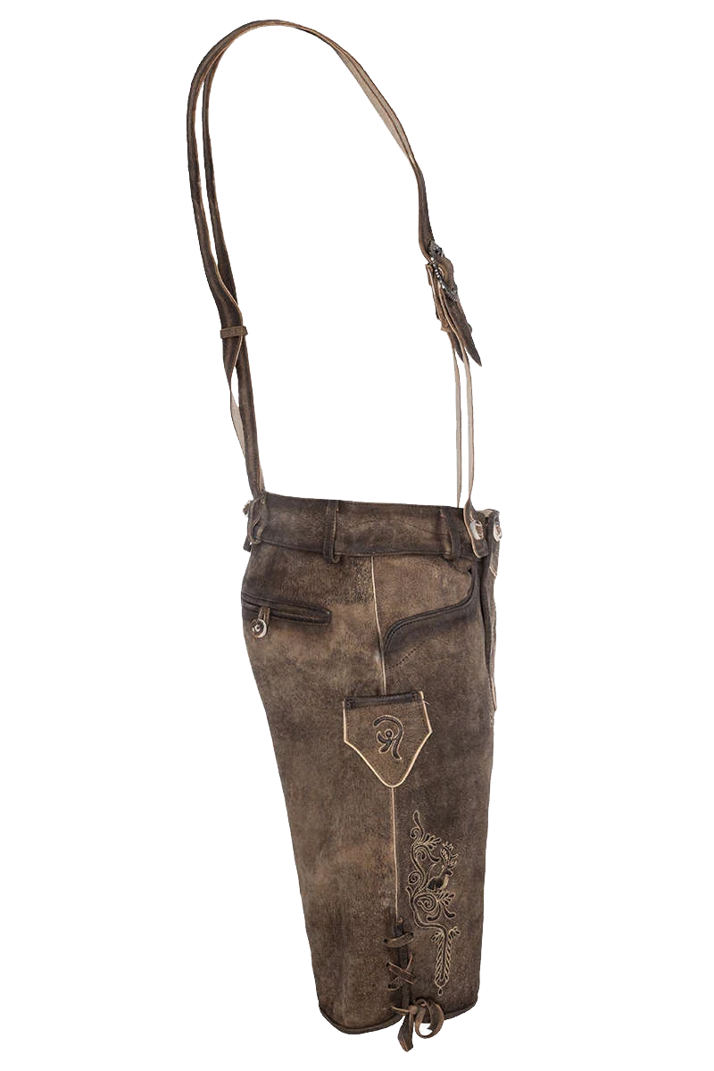 Premium-Lederhosenset kurz mit Gürtel+Träger hellbraun