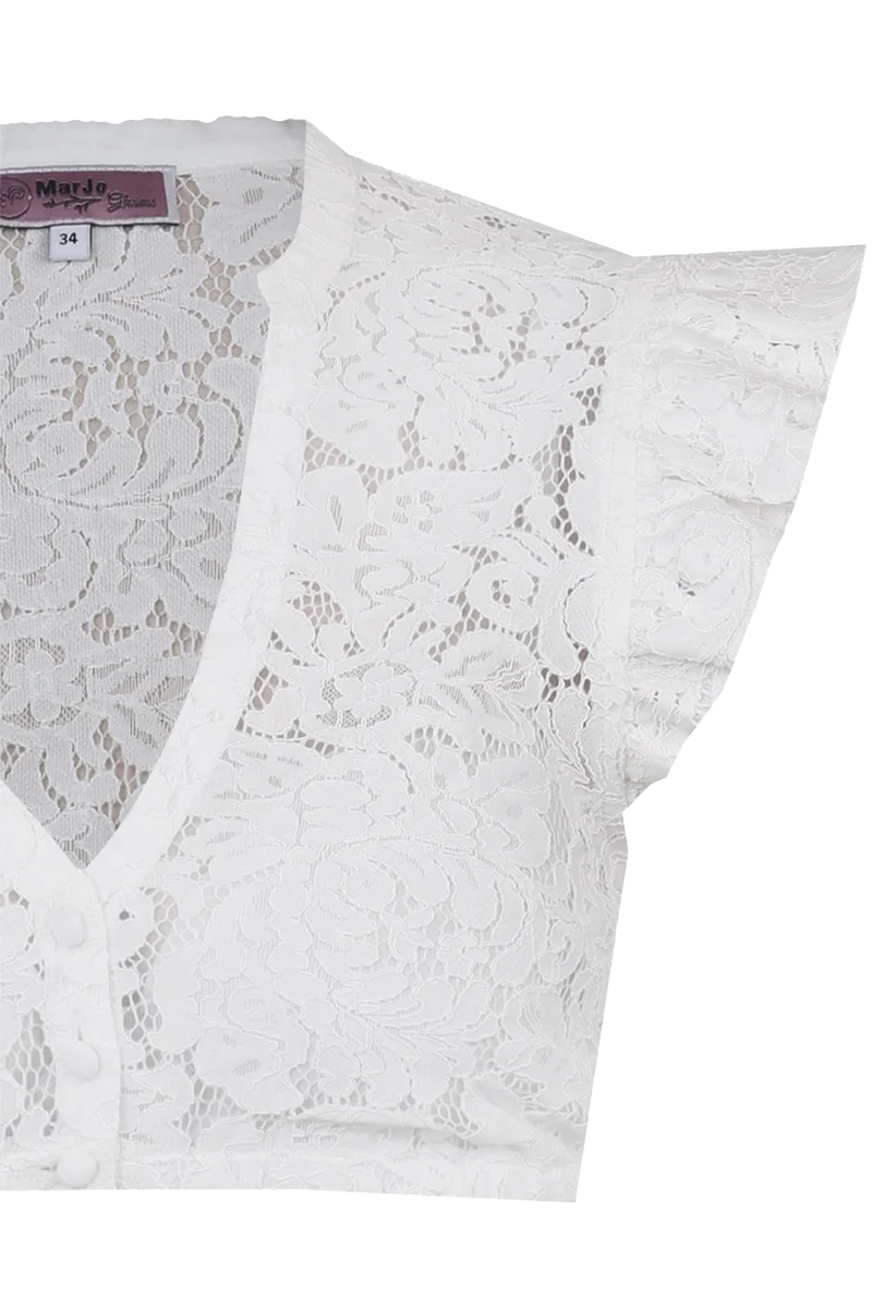 Dirndlbluse mit Flügelärmel und Spitzenmuster