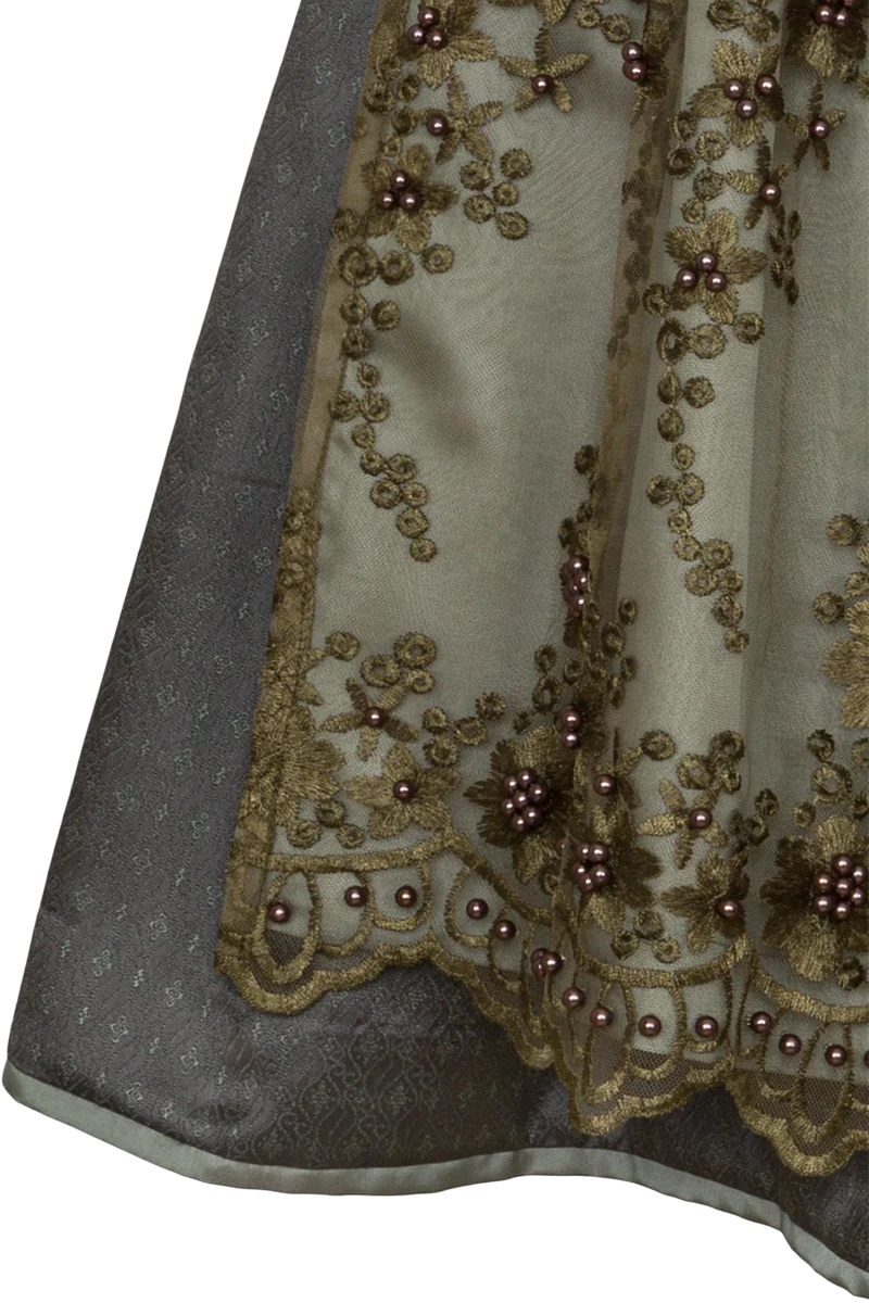 Midi-Dirndl mit Spitzenschürze und Perlen
