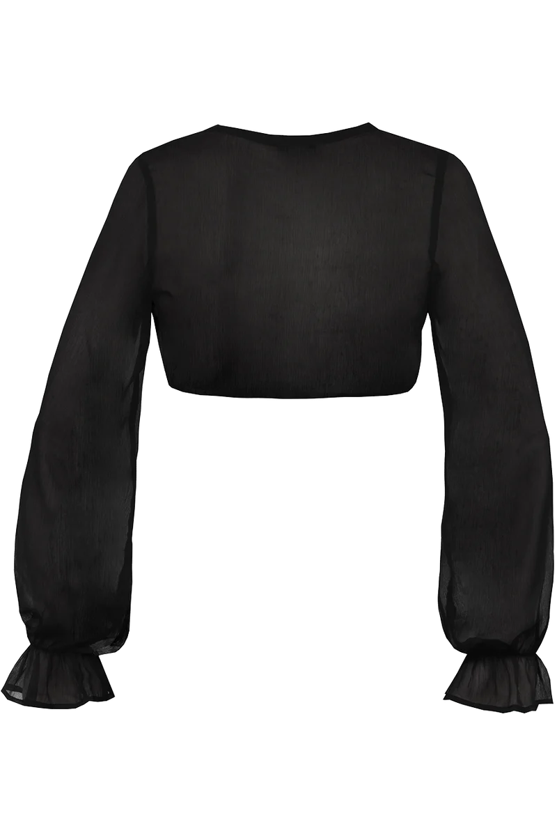 Dirndlbluse mit weiten Ärmeln - schwarz