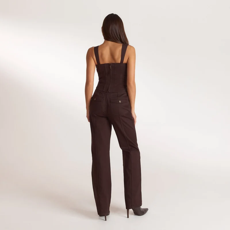Denim Korsett-Top - Schokolade