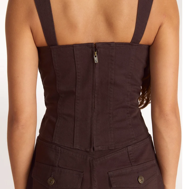 Denim Korsett-Top - Schokolade