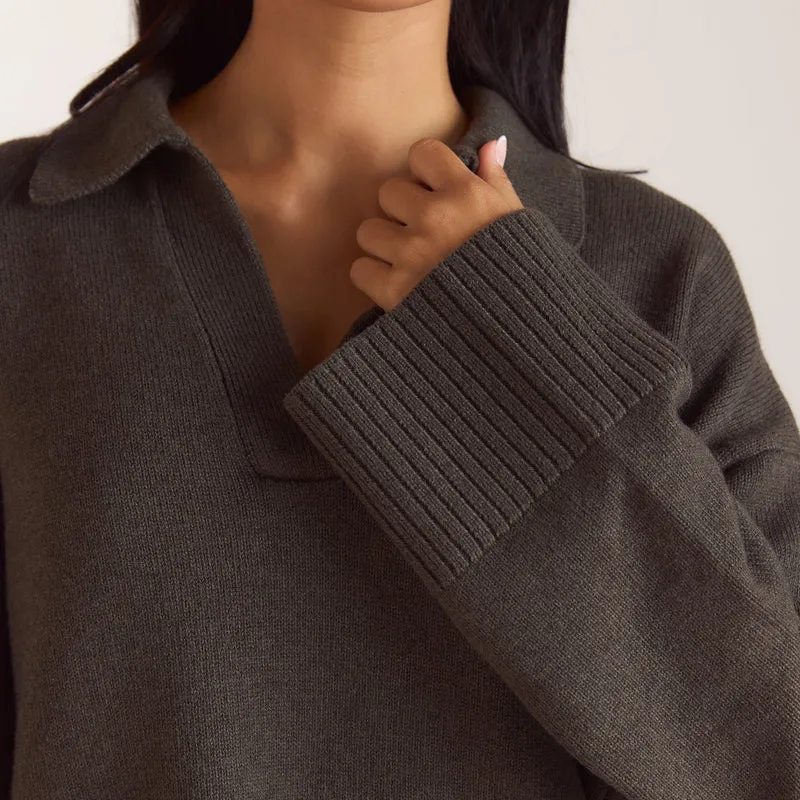 Oversize Strickjacke mit V-Ausschnitt - Moosgrün