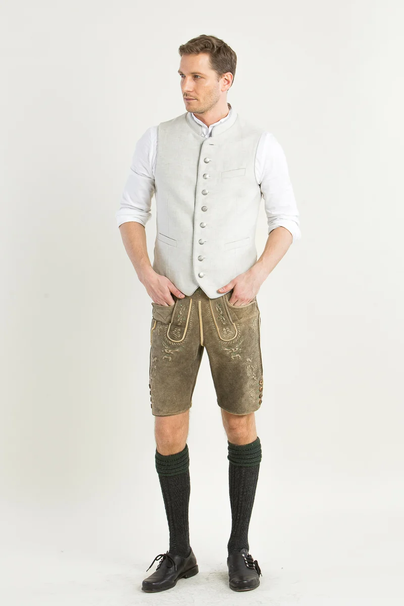 Kurze Meindl Hirschlederhose Gamskogel old grey