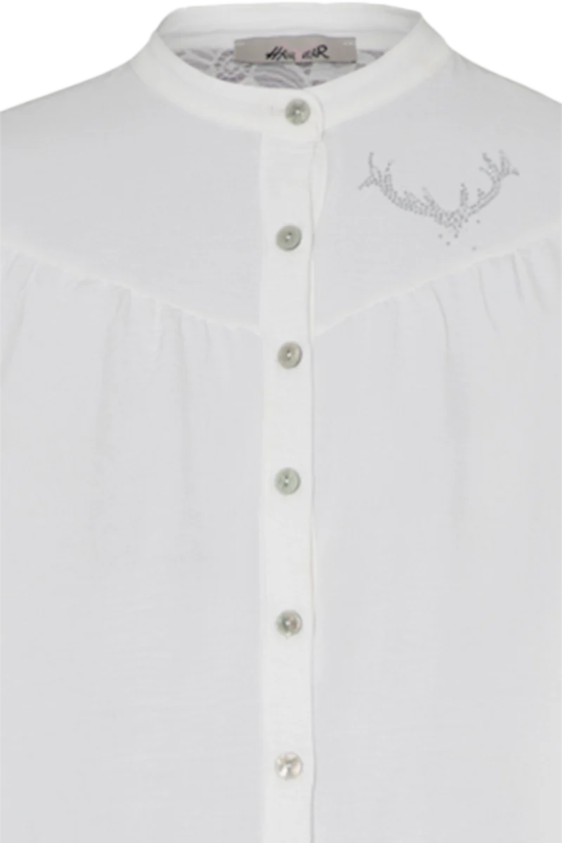 Damen Trachtenbluse mit 3/4-Arm und Glitzersteinen
