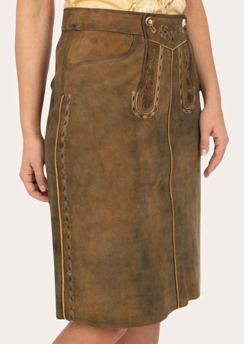 Bayerischer Lederhosenrock Damen mit Details