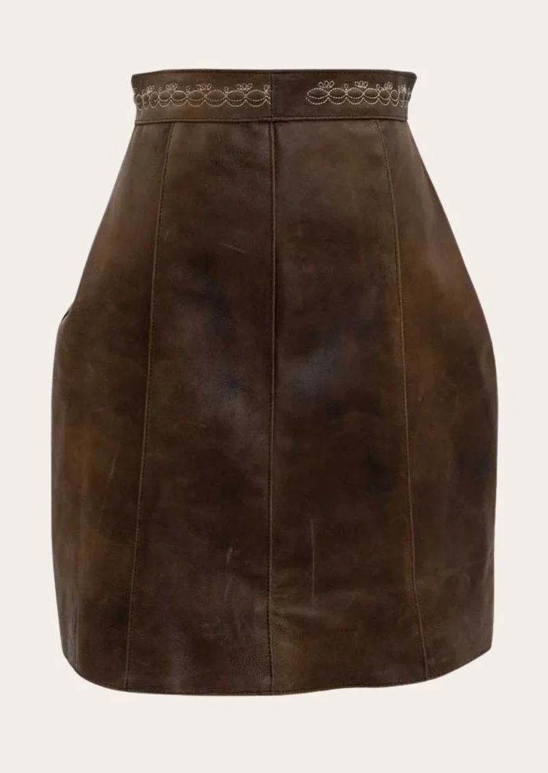 Damen Trachten Skirt Leder mit Schnürung