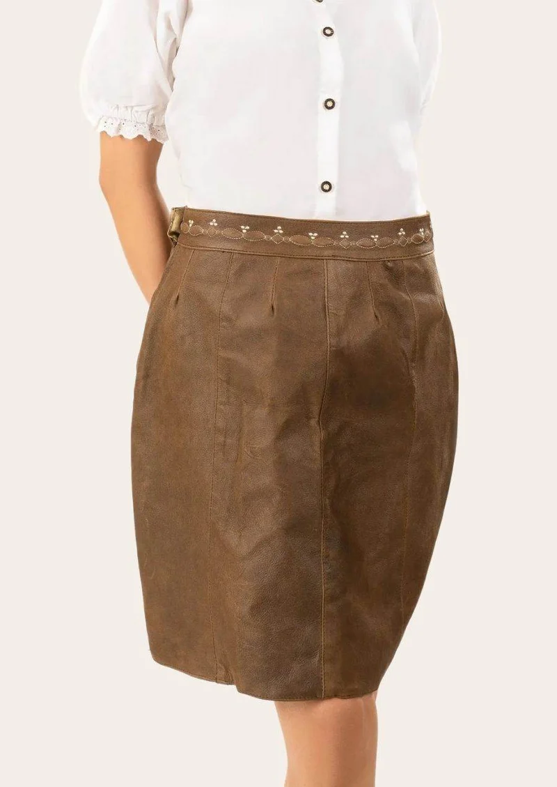 Damen Trachten Skirt Leder mit Schnürung