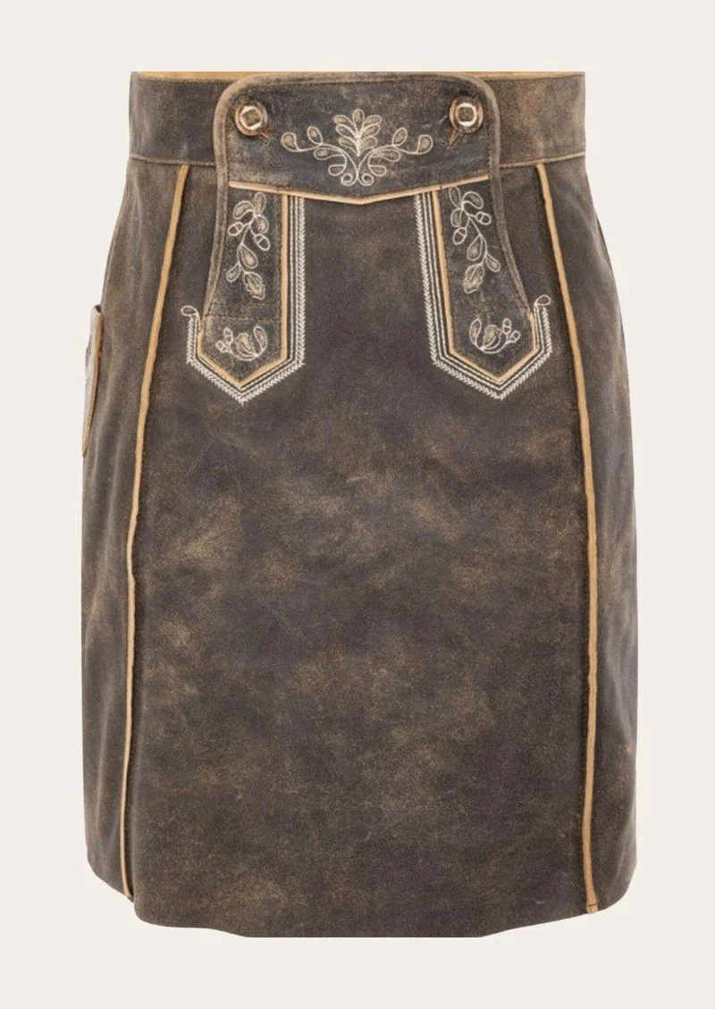 Oktoberfest Damenrock aus Leder mit Stickerei