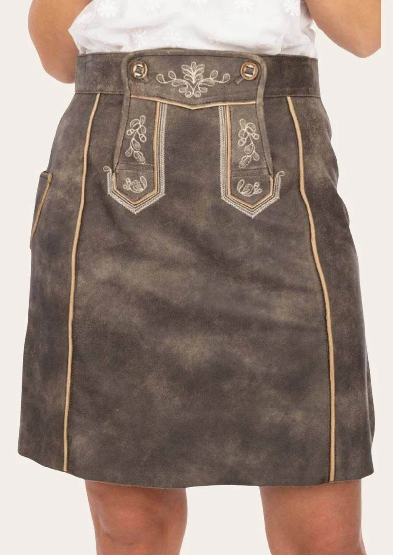 Oktoberfest Damenrock aus Leder mit Stickerei