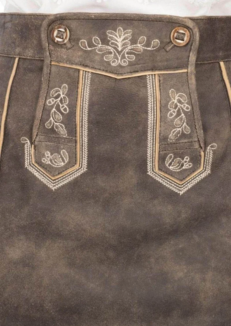 Oktoberfest Damenrock aus Leder mit Stickerei