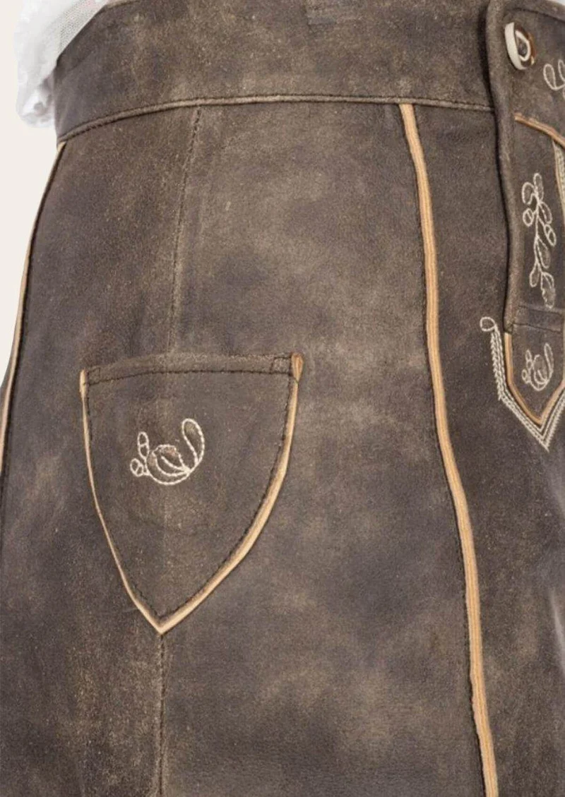 Oktoberfest Damenrock aus Leder mit Stickerei