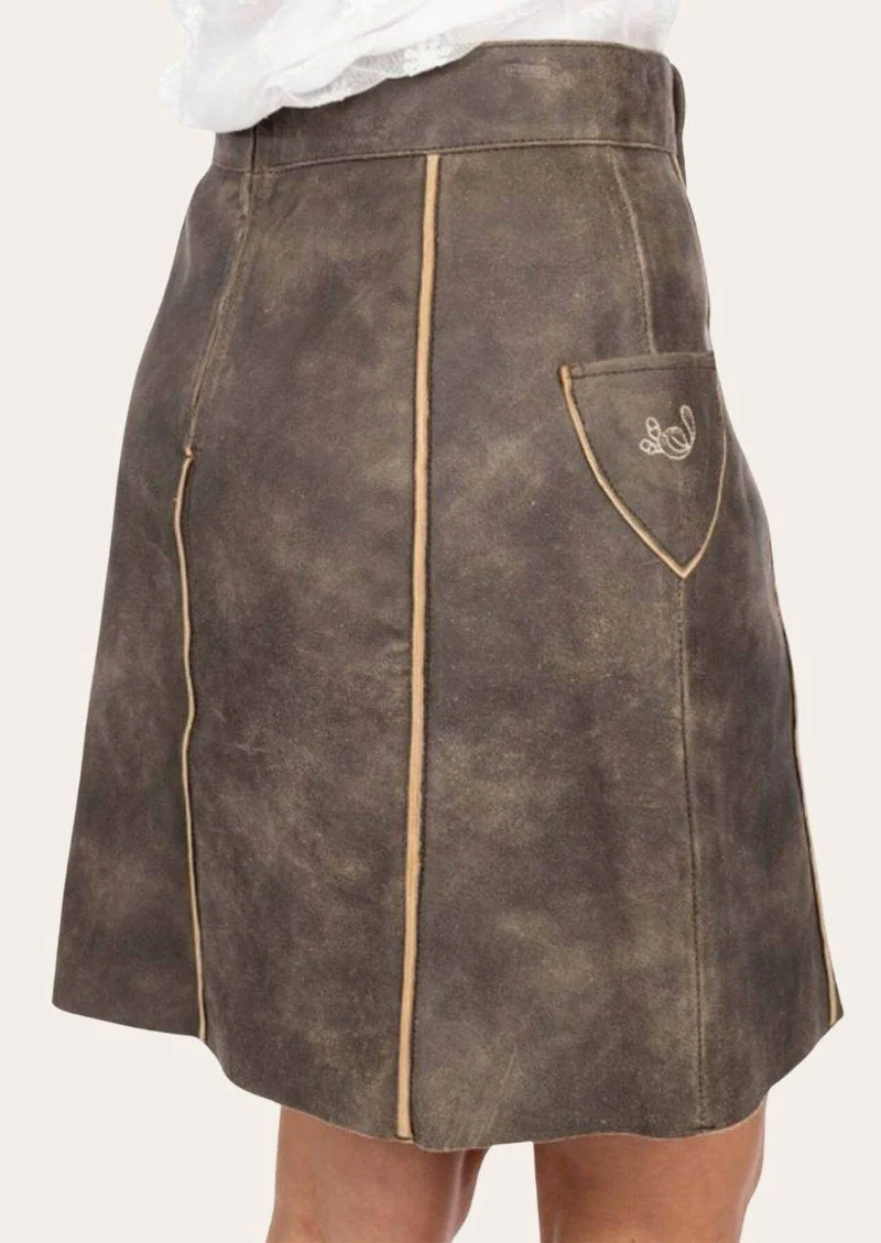 Oktoberfest Damenrock aus Leder mit Stickerei