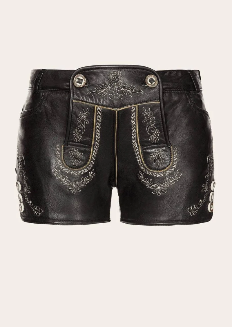 Damen Lederhose aus Wildleder mit Stickerei