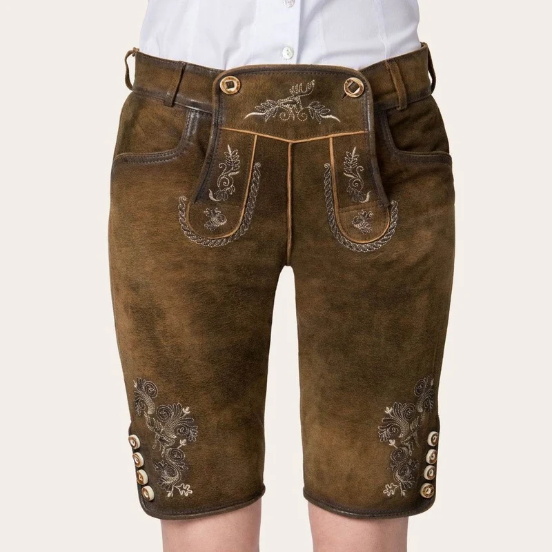 Herren Lederhose mit Trägern im Trachtenstil