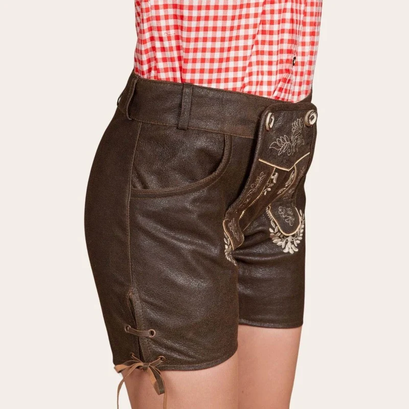 Damen Trachtenlederhose mit Zierstickerei