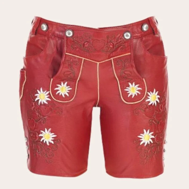 Damen Lederhose aus Ziegenleder in Braun