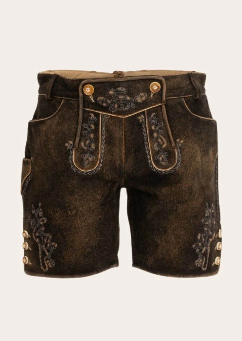 Damen Lederhose kurz mit Trachtenverschluss