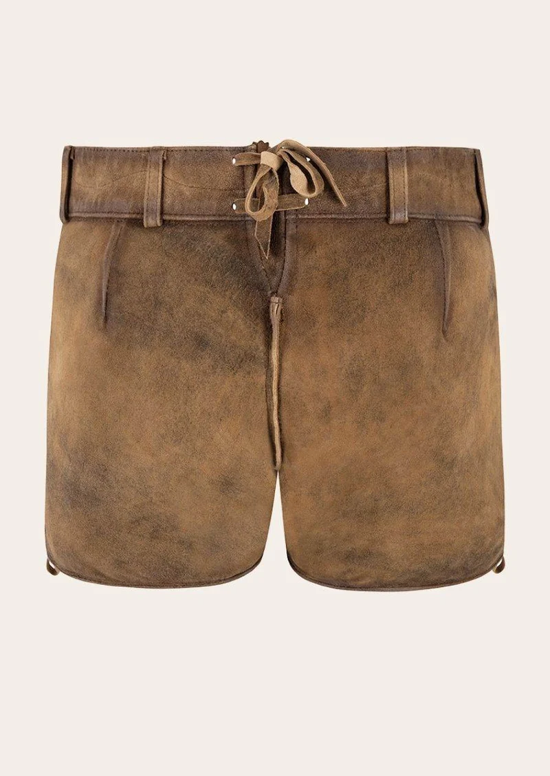 Damen Lederhose mit Hirsch-Stickerei