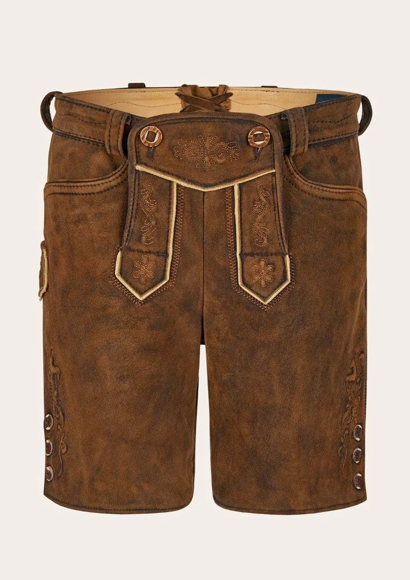 Damen Lederhose Tracht dunkelbraun