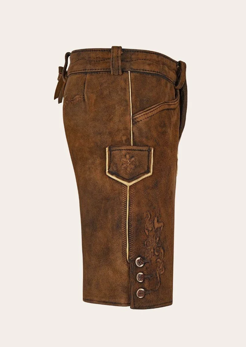 Damen Lederhose Tracht dunkelbraun