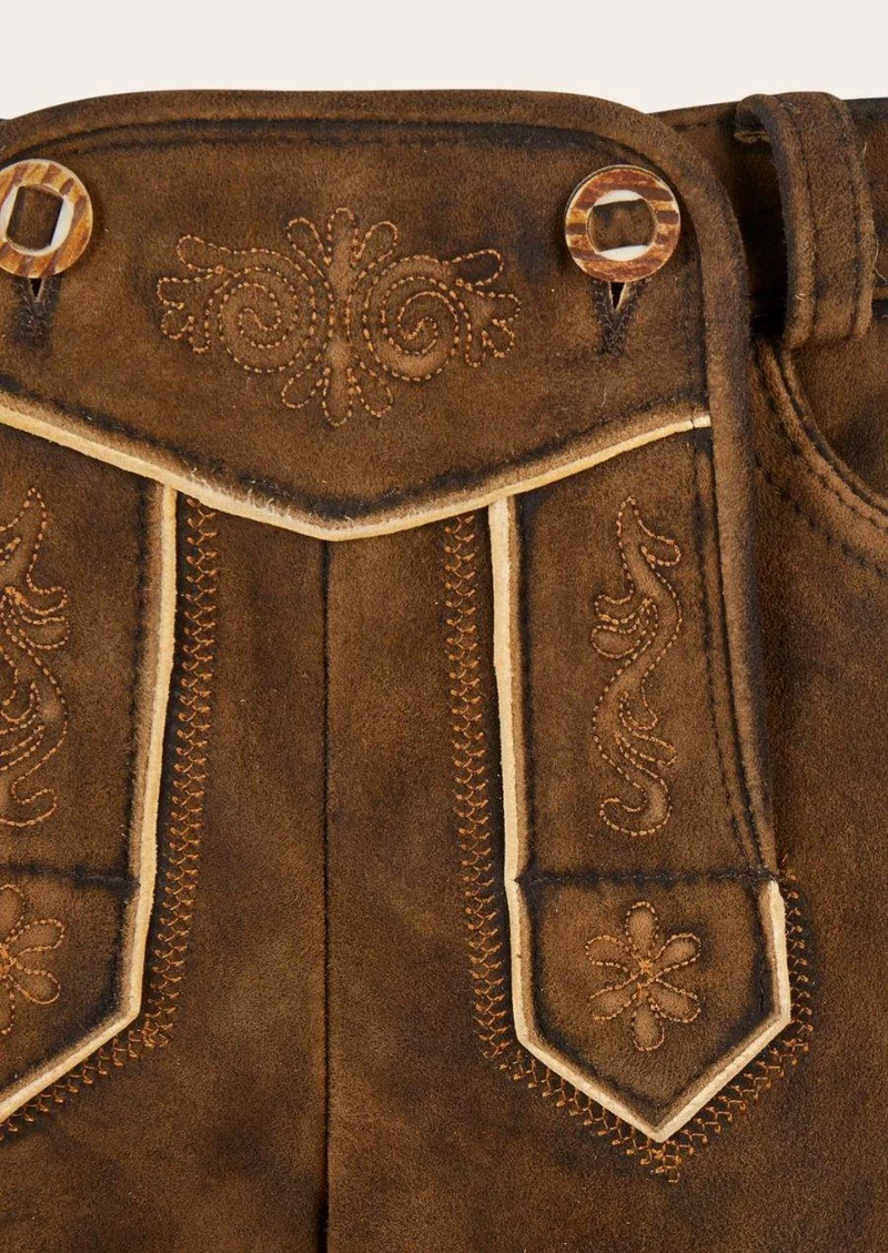 Damen Lederhose Tracht dunkelbraun