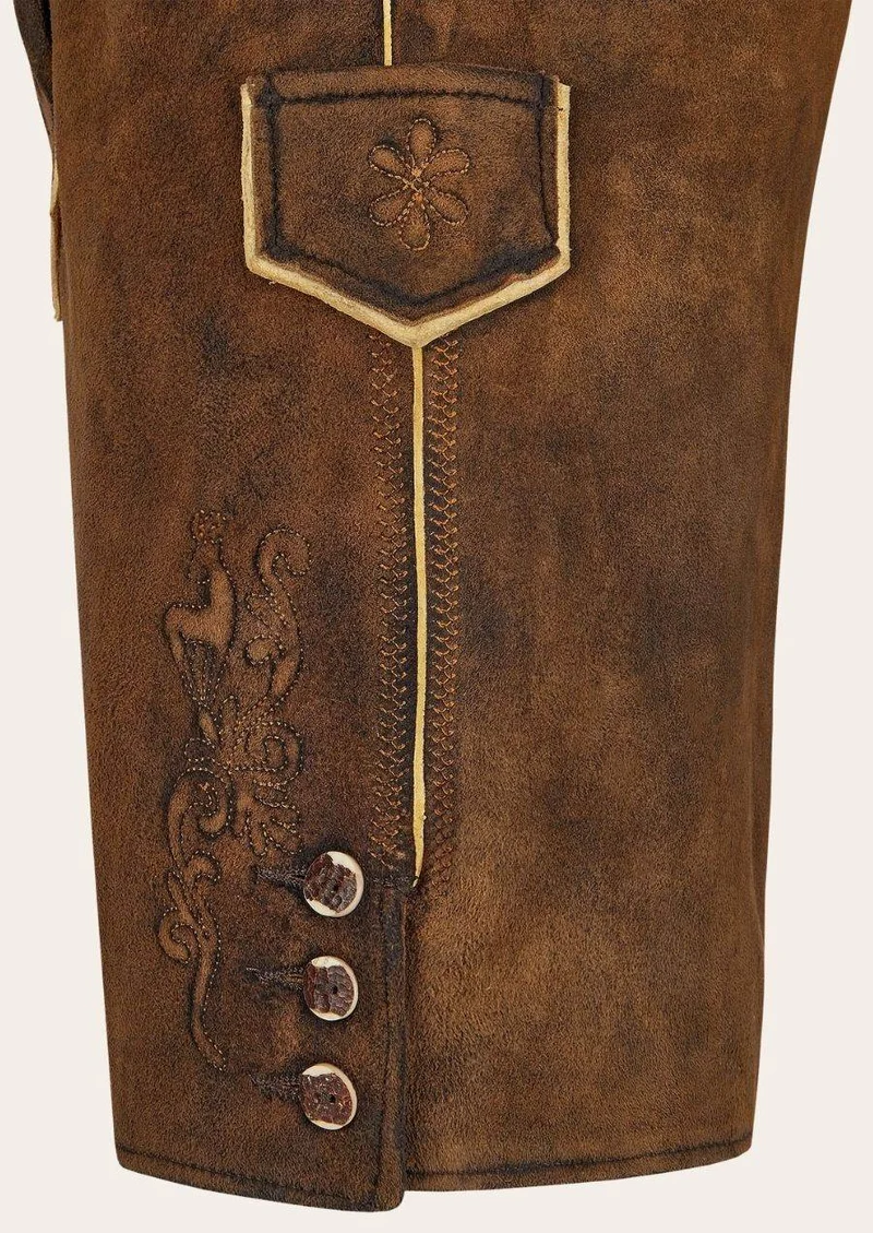 Damen Lederhose Tracht dunkelbraun