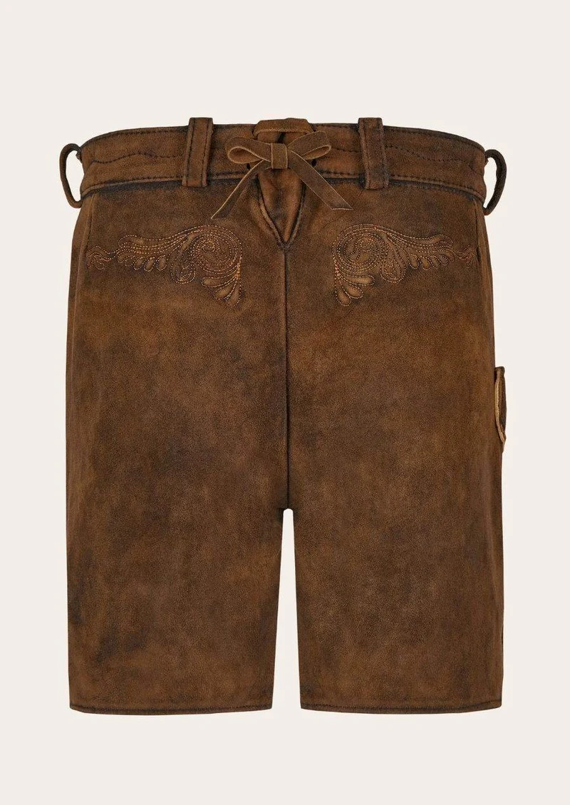 Damen Lederhose Tracht dunkelbraun