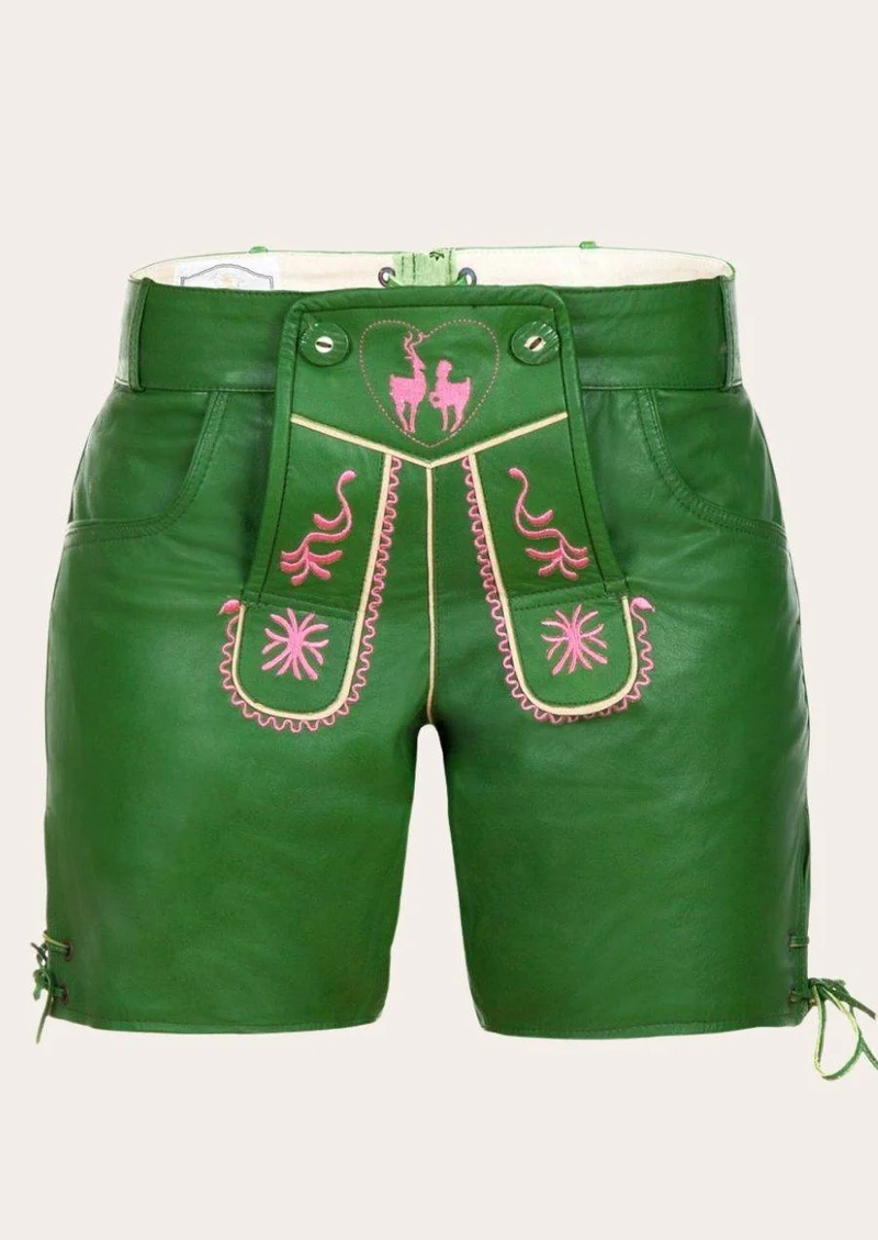 Damen Trachtenlederhose kurz dunkelbraun