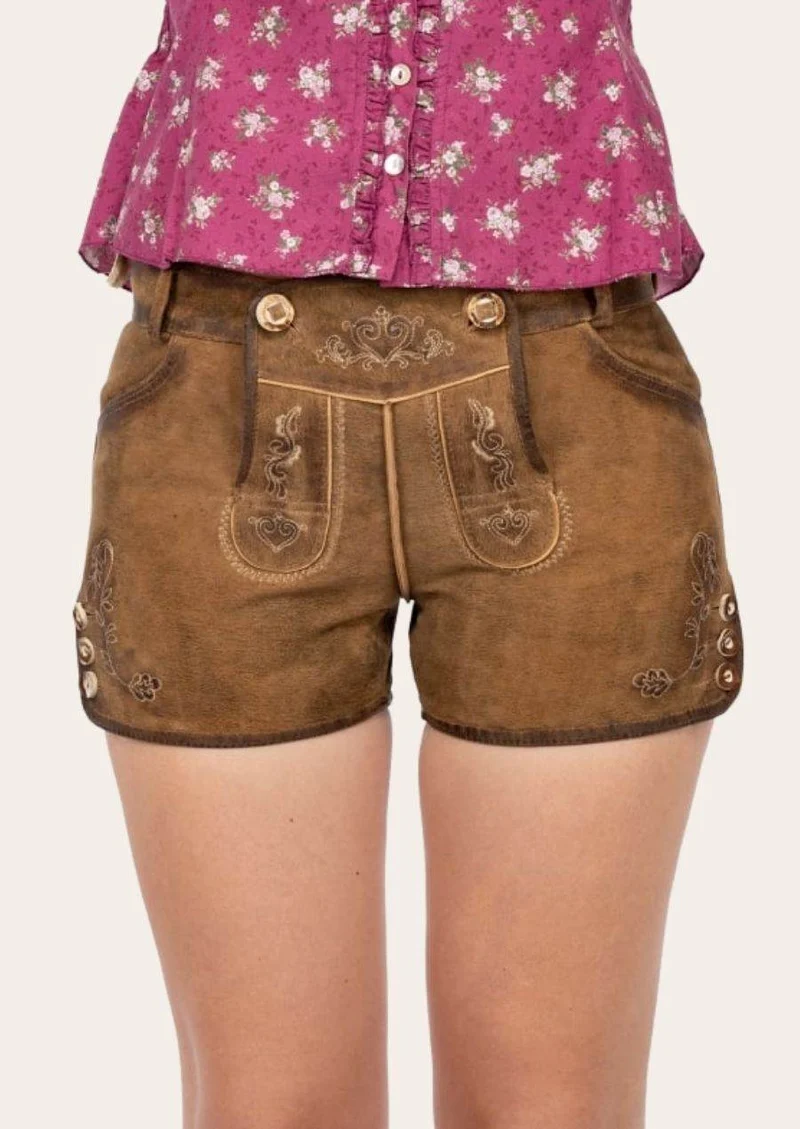Damen Lederhose mit Schnürbund für Volksfeste