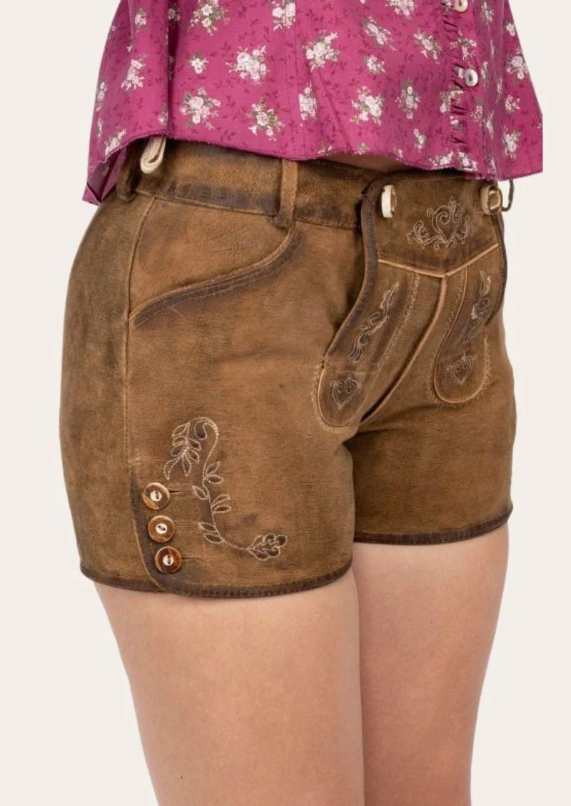 Damen Lederhose mit Schnürbund für Volksfeste