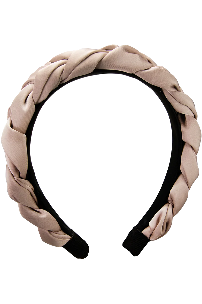 Damen Satin-Haarreif mit Flechtdesign - grau