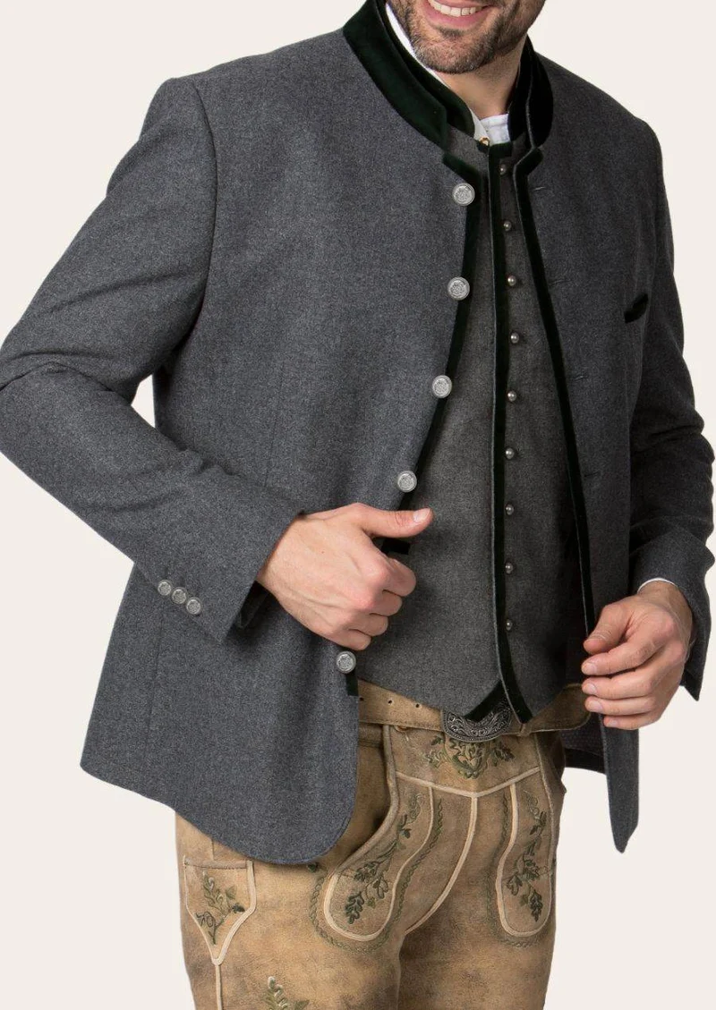 Herren Trachtenjacke mit Struktur und Kontrastkragen
