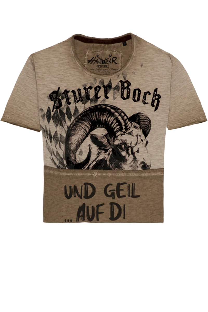 Herren T-Shirt 'Sturer Bock' mit Ziegenbock-Flockprint
