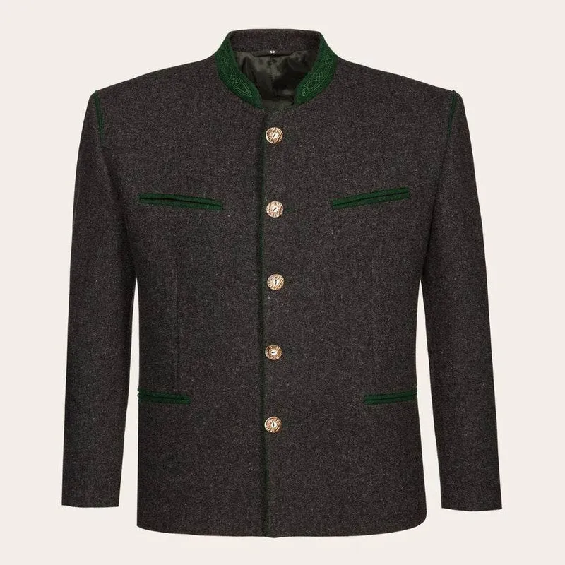 Herren Trachtenjacke mit Hornknöpfen und Stehkragen