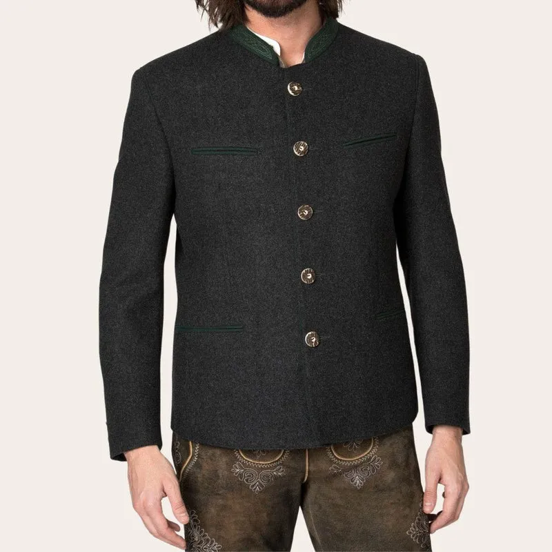 Herren Trachtenjacke mit Hornknöpfen und Stehkragen
