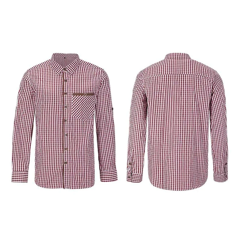 Lederhosenhemd Herren Blau-Weiß mit Hirschmotiv