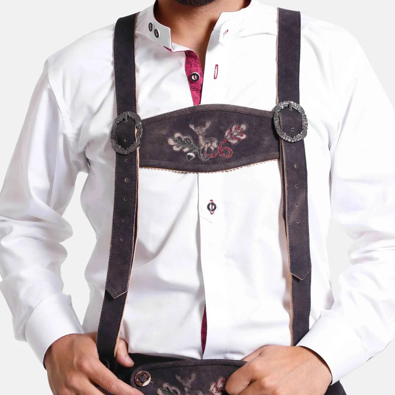 Handgefertigte Lederhosen Hosenträger aus Rindsleder