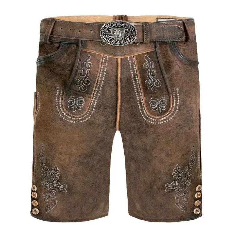 Edle Hirschlederhose Herren mit Trachtenmuster